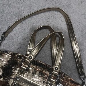 Gold sequin Coach Poppy purse